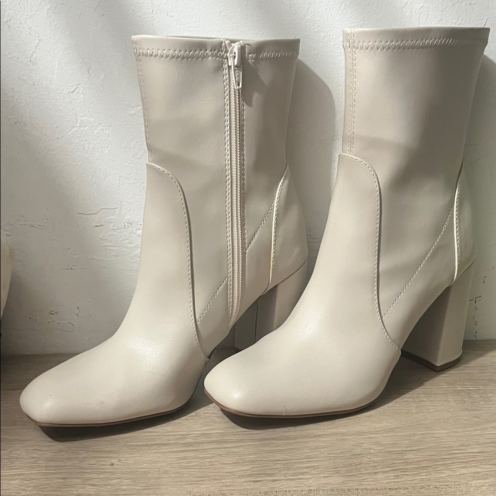 Elegant Cream Ankle Boots